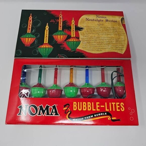 VINTAGE NOMA BUBBLE LITES CHRISTMAS NOSTALGIA SERIES STRAND OF 7 ONE BULB IS BAD - Picture 3 of 5